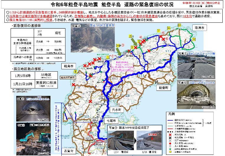 能登地震の道路復旧状況